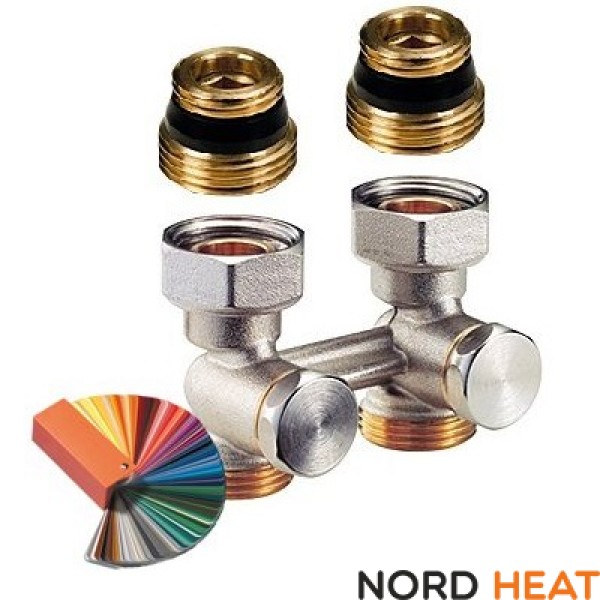 Узел нижнего подключения прямой Giacomini 1/2х3/4, цветной по RAL