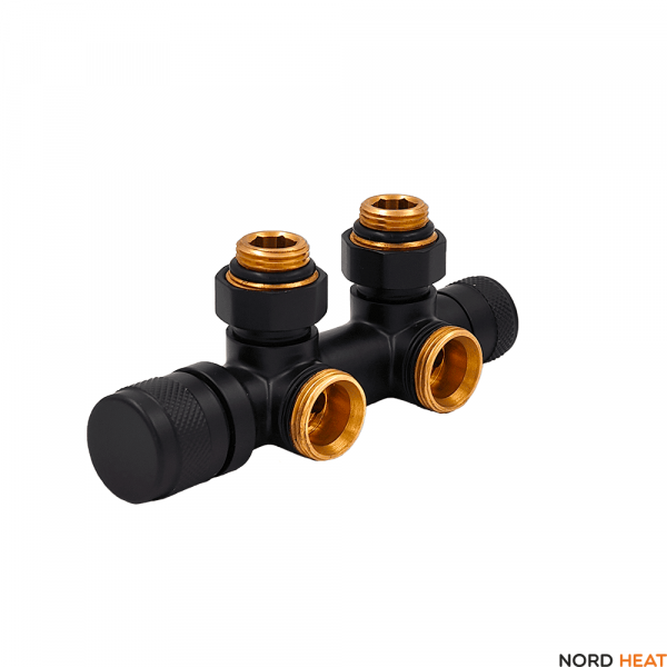 Узел нижнего подключения Primoclima Lunar 1/2"х3/4"Е Черный матовый, угловой левый