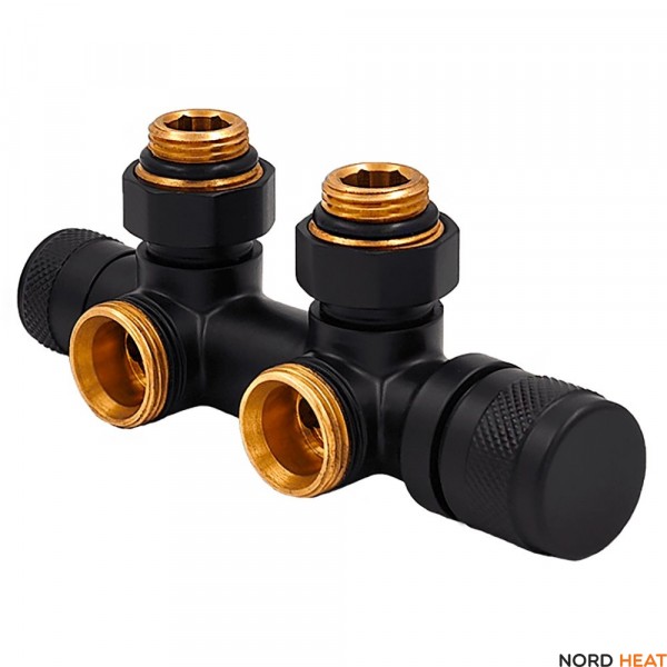 Узел нижнего подключения Primoclima Lunar 1/2"х3/4"Е Черный матовый, угловой правый