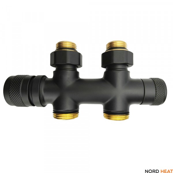 Узел нижнего подключения Primoclima Lunar 1/2"х3/4"Е Черный матовый, прямой