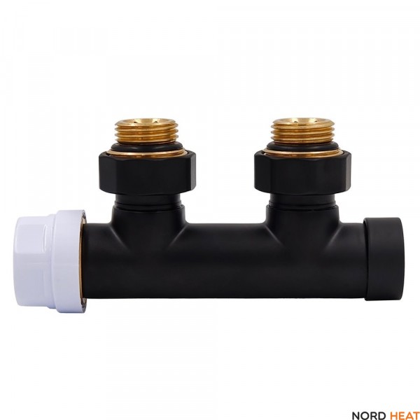 Узел нижнего подключения Primoclima Thermolink 1/2"х3/4"Е Черный, угловой левый Узел нижнего подключения Primoclima Thermolink 1/2"х3/4"Е Черный, угловой левый