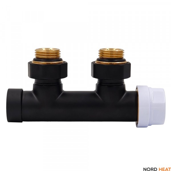 Узел нижнего подключения Primoclima Thermolink 1/2"х3/4"Е Черный, угловой правый