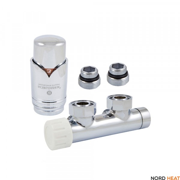 Узел подключения DUO-PLEX Хром Угловой, левый