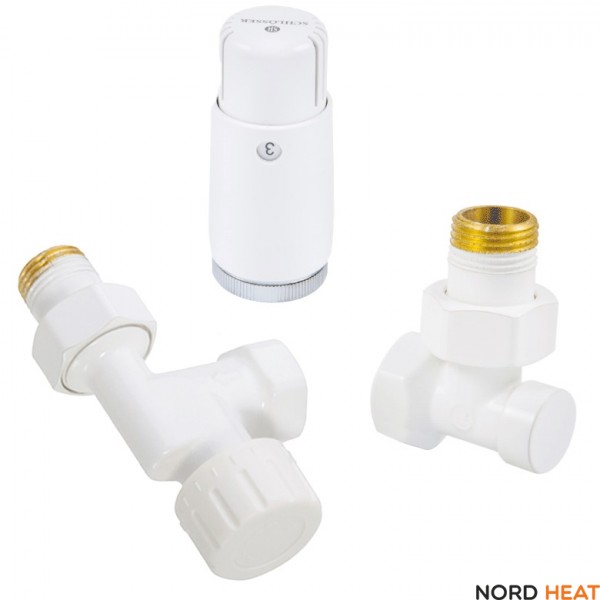 Комплект подключения Белый Аксиальный STANDARD MINI с термоголовкой MINI DIAMANT