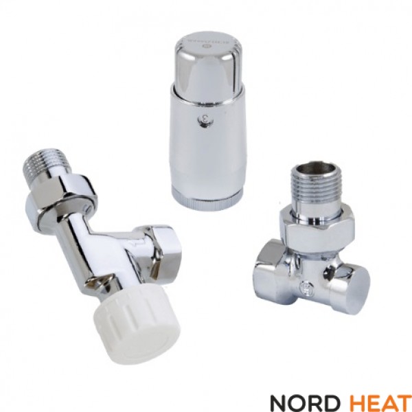 Комплект подключения Хром Аксиальный STANDARD MINI с термоголовкой MINI DIAMANT Комплект подключения Хром Аксиальный STANDARD MINI с термоголовкой MINI DIAMANT