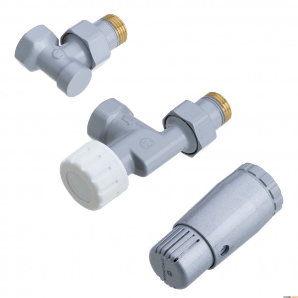 Комплект подключения Schlosser в цвете RAL Аксиальный STANDARD MINI с термоголовкой MINI DIAMANT