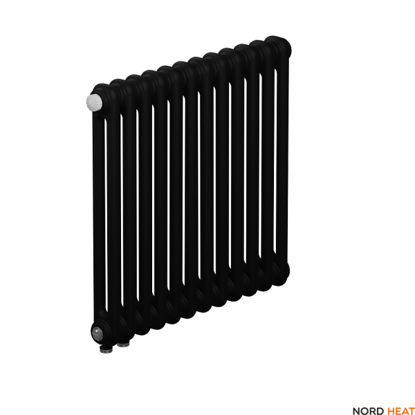 Трубчатый радиатор Rifar Tubog 2057 12 секц. DV1 (2 трубки высота 565 мм 12 секций длина 552 мм) нижнее 3/4" с вентилем антрацит